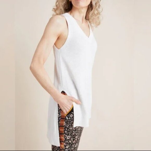 Anthropologie White Desmond Sleeveless Knit Tunic Top Sweater Vest High Low XS - Picture 3 of 8